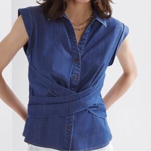 WHBM Cross Front Denim Shirt